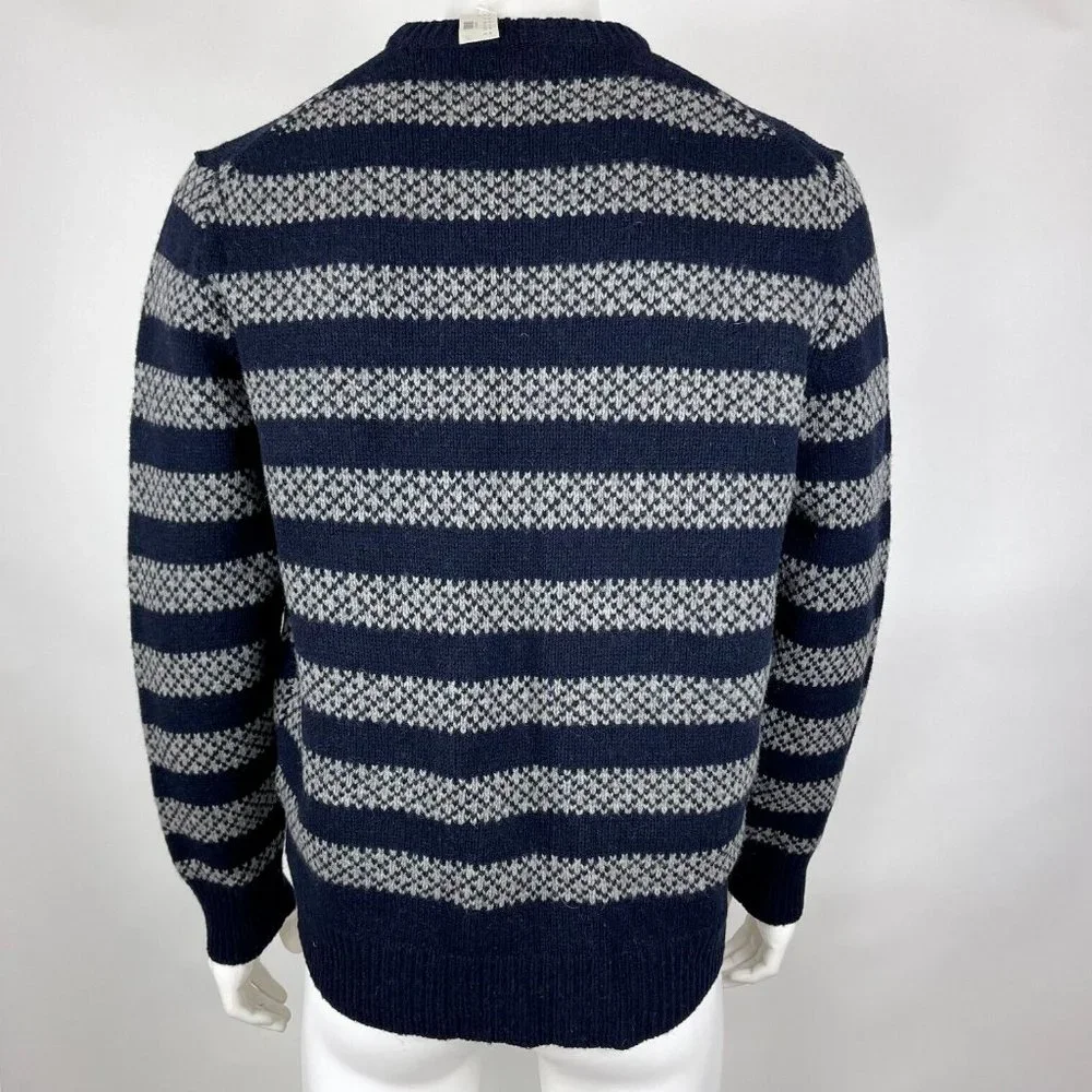 J Crew Lambswool Stripe Sweater Chunky Pullover Crew Neck Long Sleeve Men XL NWT